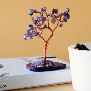 Amethyst Gemstone Tree on Agate Base – 35 Stones